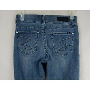 SEVEN 7  Embroidered Distressed Whiskered Dark Wash Legging Jeans W28 L26